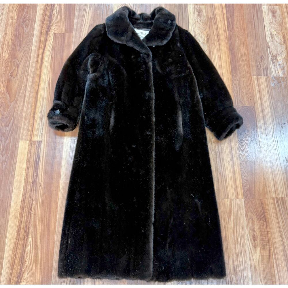 50s ASO Mrs Maisel Faux Fur Long Vintage USA Coat MED LG Quiet Luxury Old Money - Picture 4 of 13